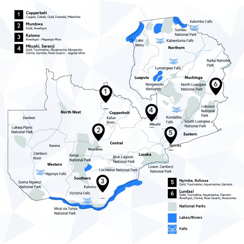 Map of Zambia Gemstone